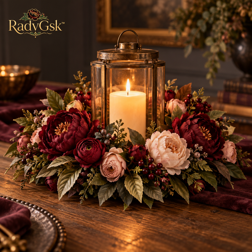 RadvGsk™ Claret Peony Lantern Centerpiece Ring