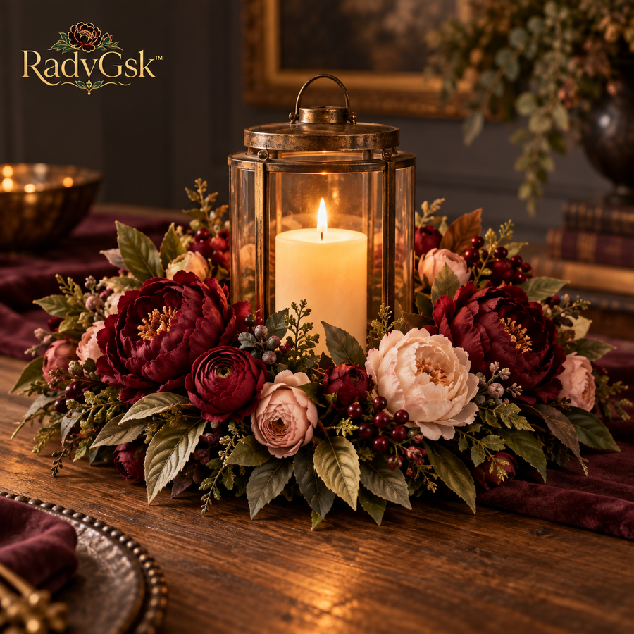 RadvGsk™ Claret Peony Lantern Centerpiece Ring