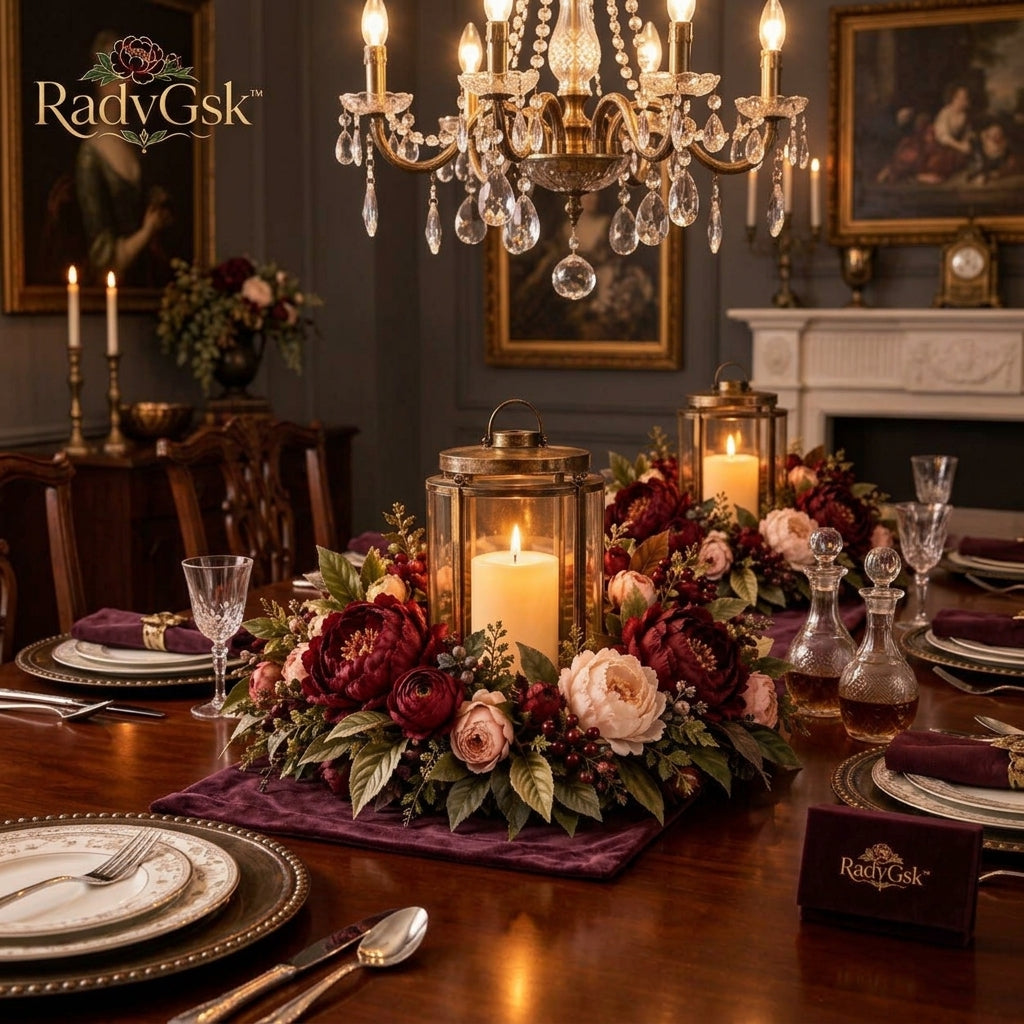 RadvGsk™ Claret Peony Lantern Centerpiece Ring