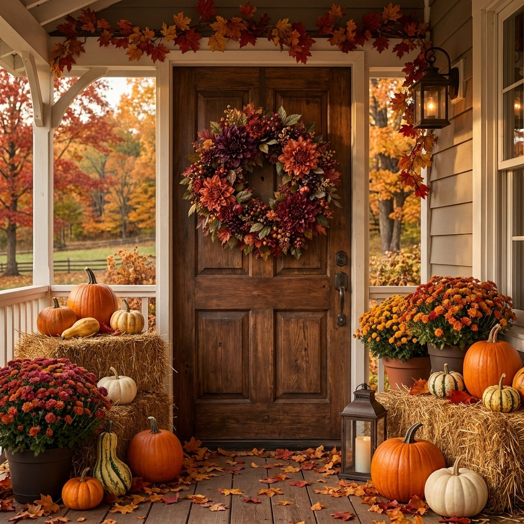 RadvGsk™ Autumn Dahlia & Berry Harvest Wreath