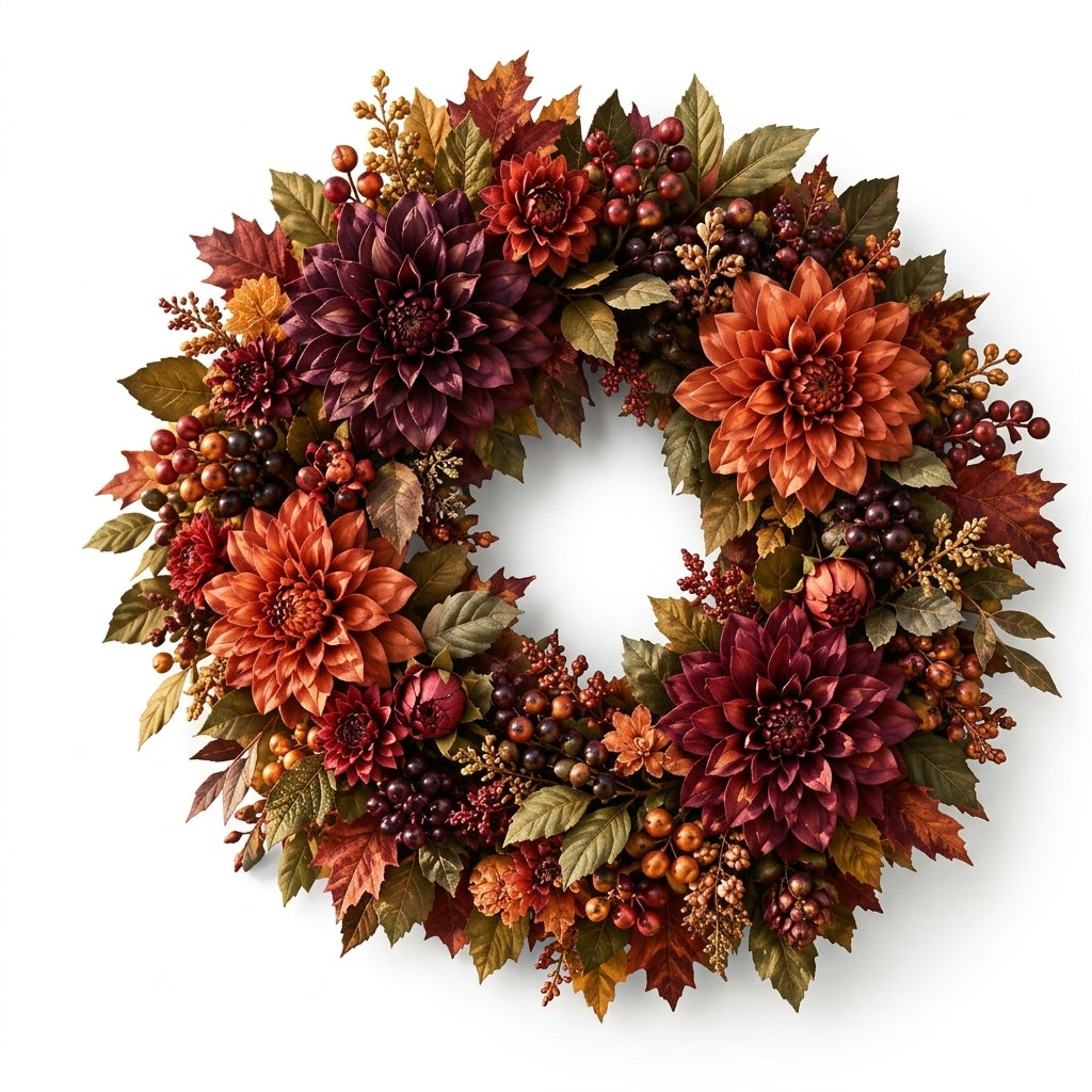 RadvGsk™ Autumn Dahlia & Berry Harvest Wreath