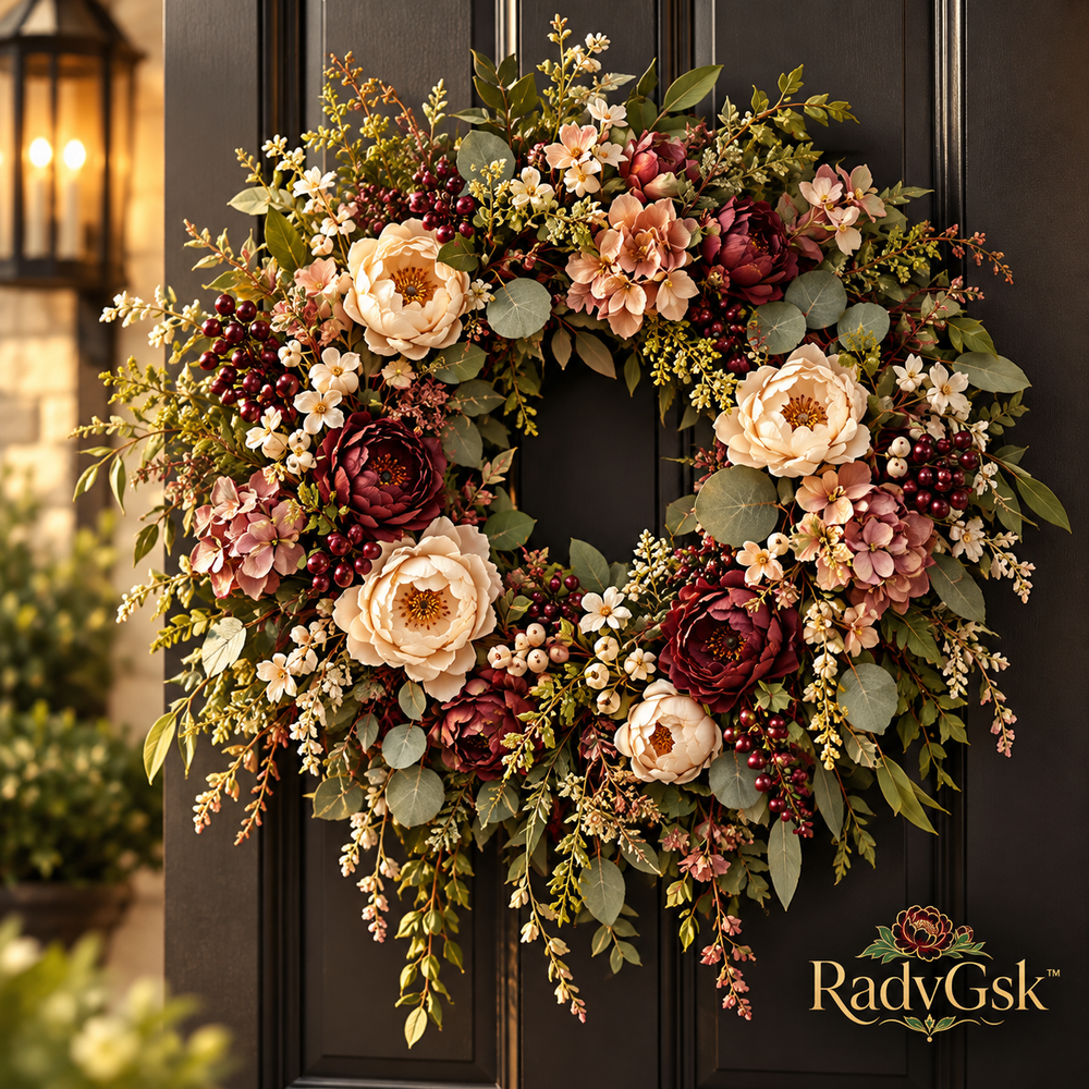 RadvGsk™ Burgundy Wildflower & Berry Wreath