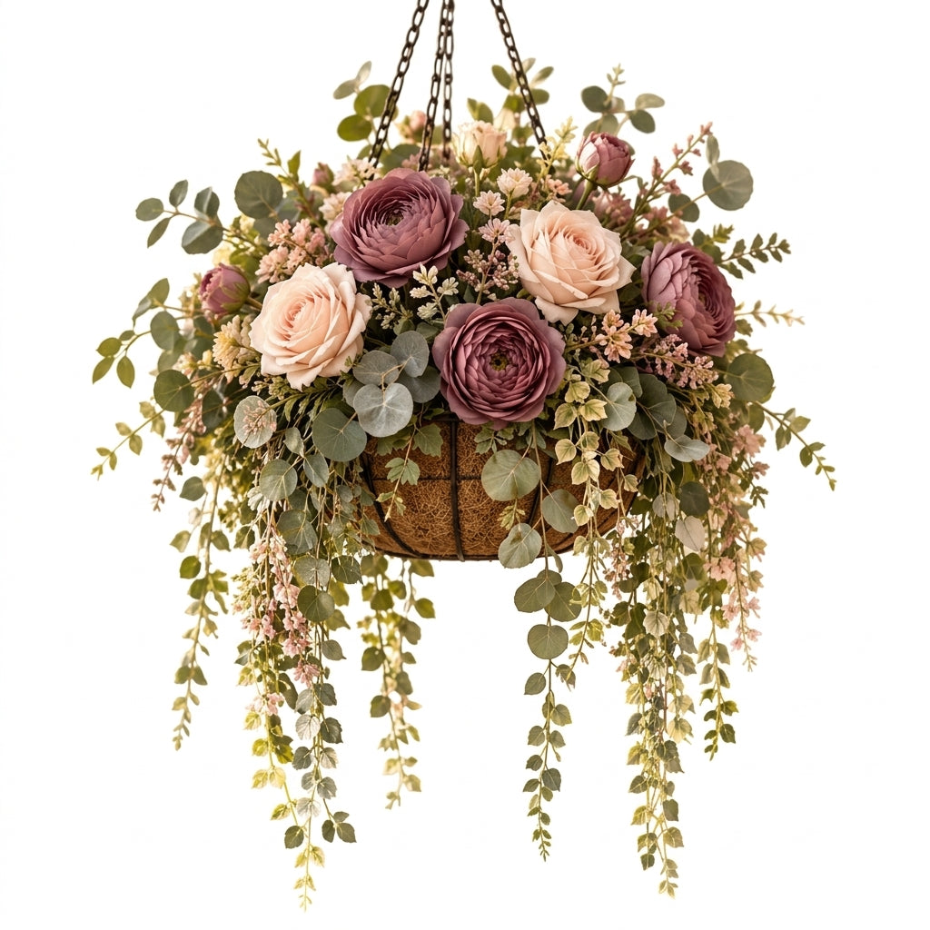 RadvGsk™ Dusty Mauve Ranunculus Hanging Basket