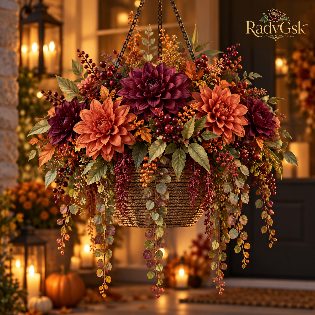 RadvGsk™ Plum Dahlia Harvest Hanging Basket