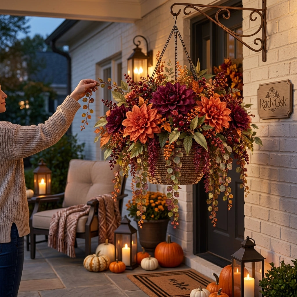 RadvGsk™ Plum Dahlia Harvest Hanging Basket