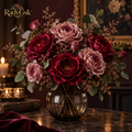 RadvGsk™ Crimson Rose Glass Vase Arrangement
