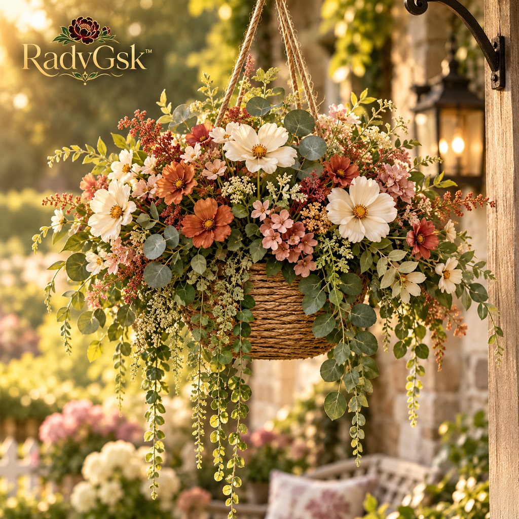RadvGsk™ Cream Cosmos Wildflower Hanging Basket
