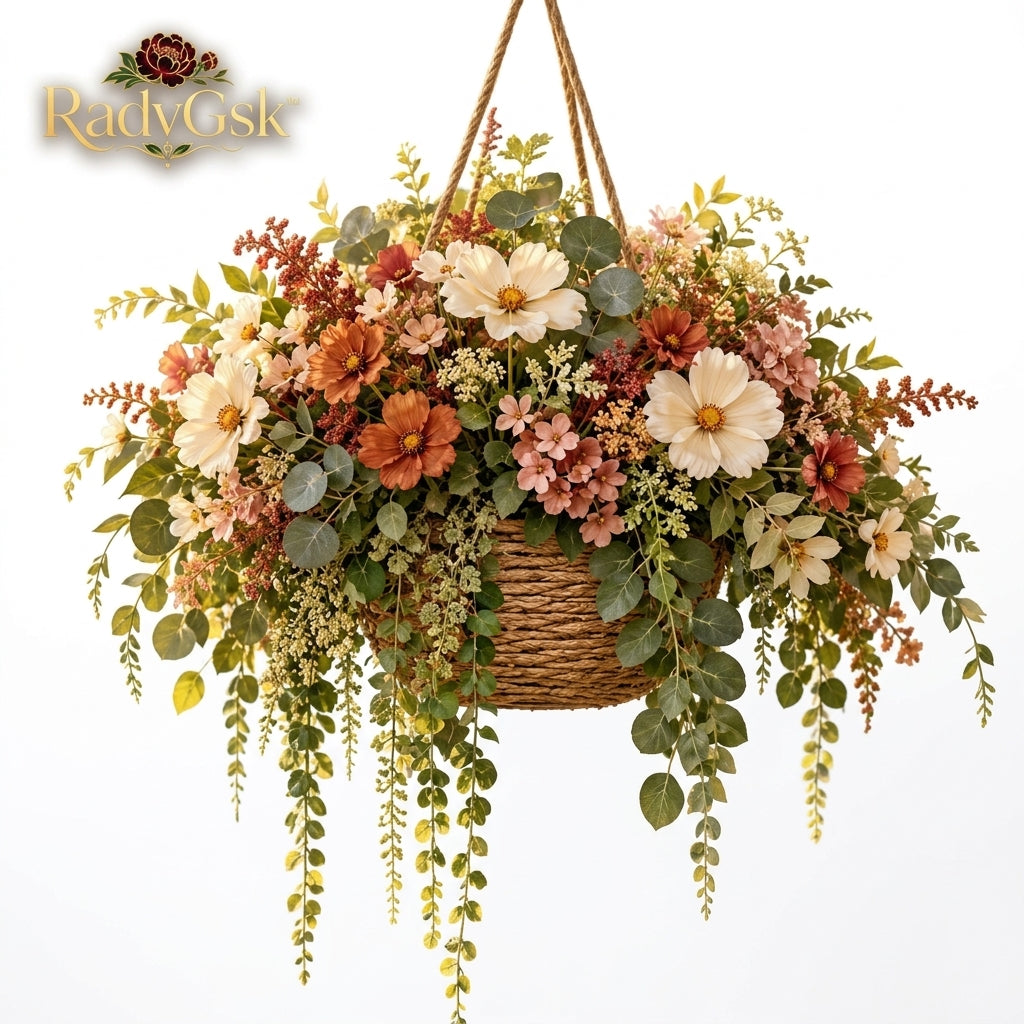 RadvGsk™ Cream Cosmos Wildflower Hanging Basket