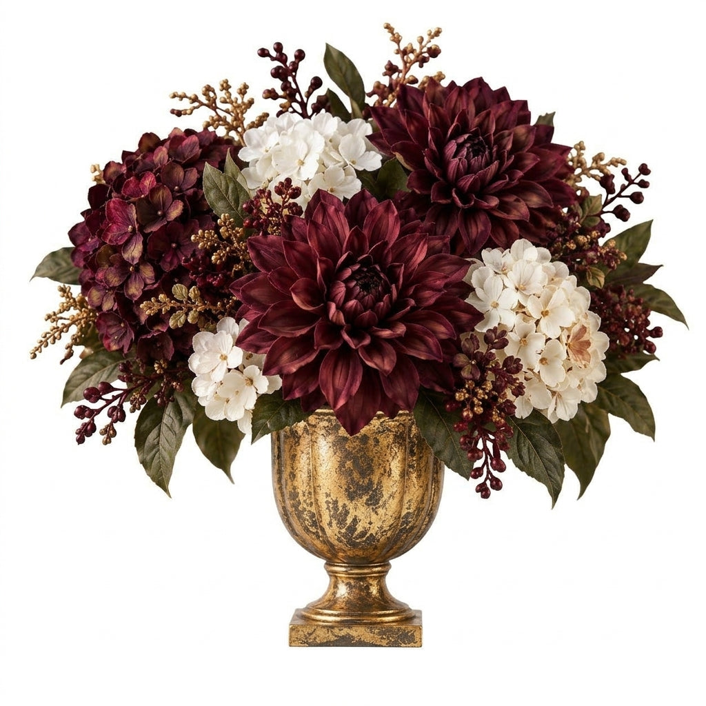 RadvGsk™ Merlot Dahlia Hydrangea Arrangement