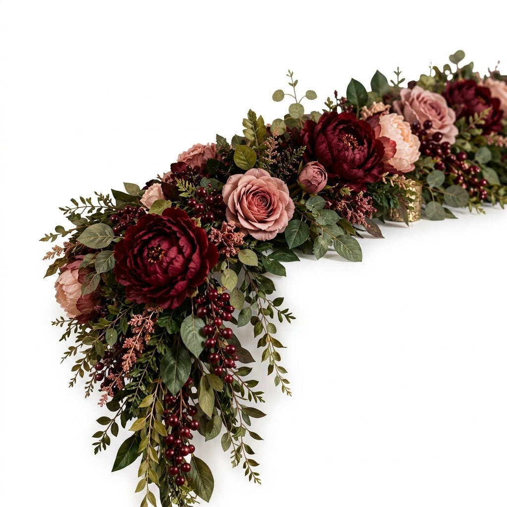 RadvGsk™ Wine Rose Cascading Table Garland
