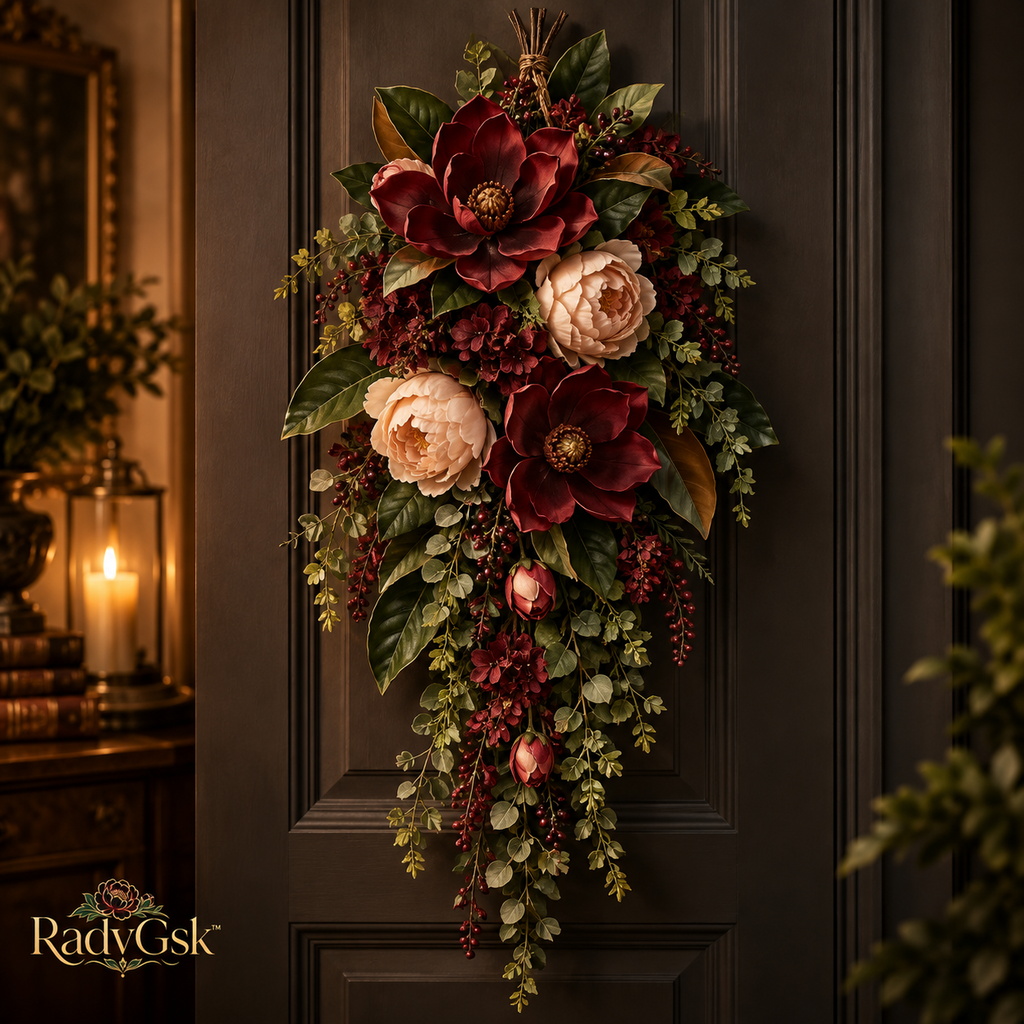 RadvGsk™ Magnolia Peony Hanging Floral Swag