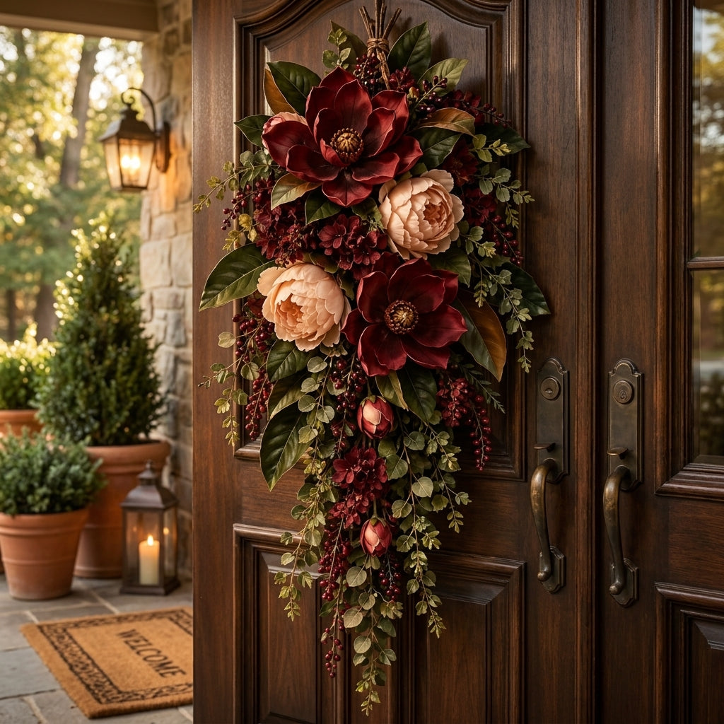 RadvGsk™ Magnolia Peony Hanging Floral Swag